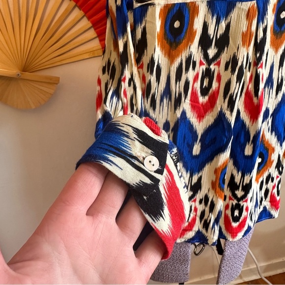 Anthropologie See U Soon Blue Red Orange Blouse - Picture 6 of 8